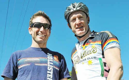 Gold Coast cyclists Tod Gillespie and Carl Gibson felt the pain of the 167km course from Gatton to Warwick during a sunny Saturday. Gold Coast cyclists Tod Gillespie and Carl Gibson felt the pain of the 167km course from Gatton to Warwick during a sunny Saturday.